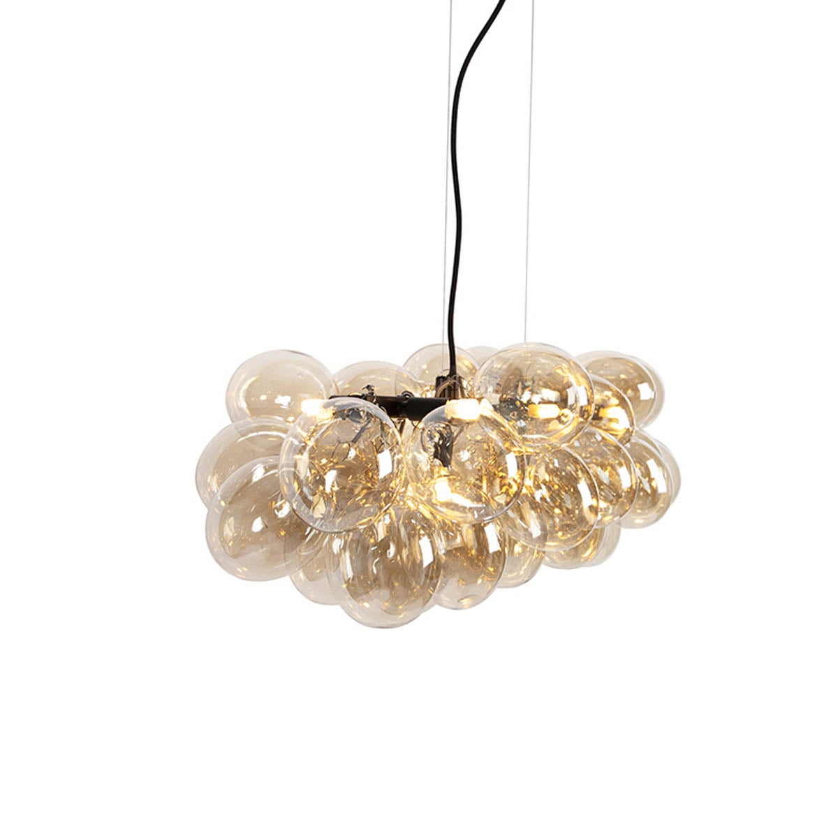 Qazqa design lampe suspendue pour table à manger - Uvas - ambre, max. 28w, g9, à 8 lumières, 80cm, idéal pour la salle à manger - 4