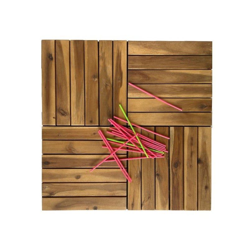 Dalle en bois acacia huilé Snap & Go (lot de 4) - Chêne moyen 30 x 30 cm - 2