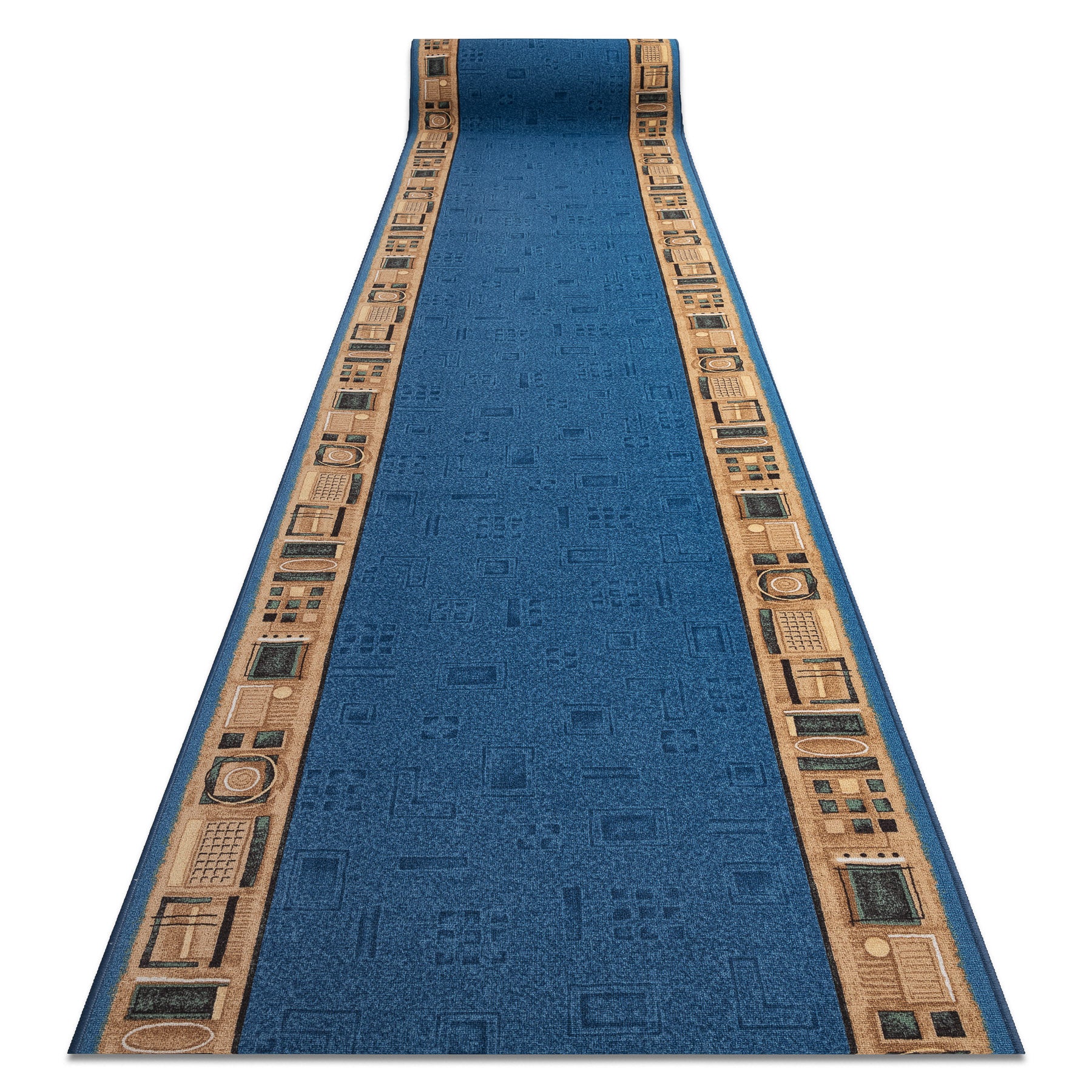 Alfombra de pasillo con refuerzo de goma jena azul 120cm 120x220 cm