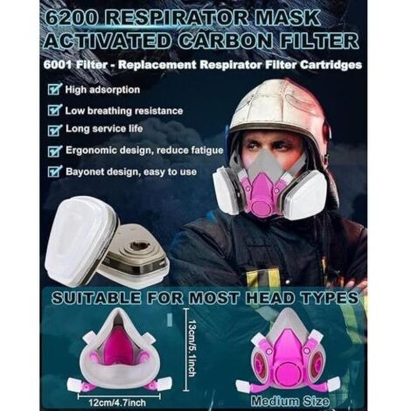 Masque respiratoire avec filtre , masque à gaz de survie nucléaire et chimique - respirateur réutilisable pour vapeur , peinture en aérosol - 2
