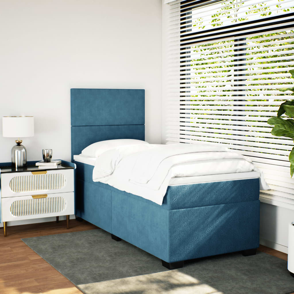Sommier à lattes de lit avec matelas bleu 100x200 cm — COMFORTXL - 3