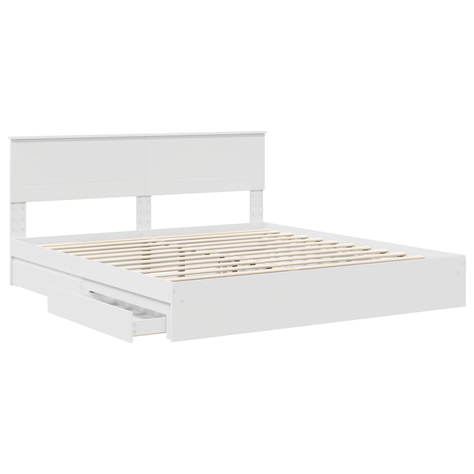 Lit de rangement réglable blanc 180 x 200 cm en panneau de bois - 5
