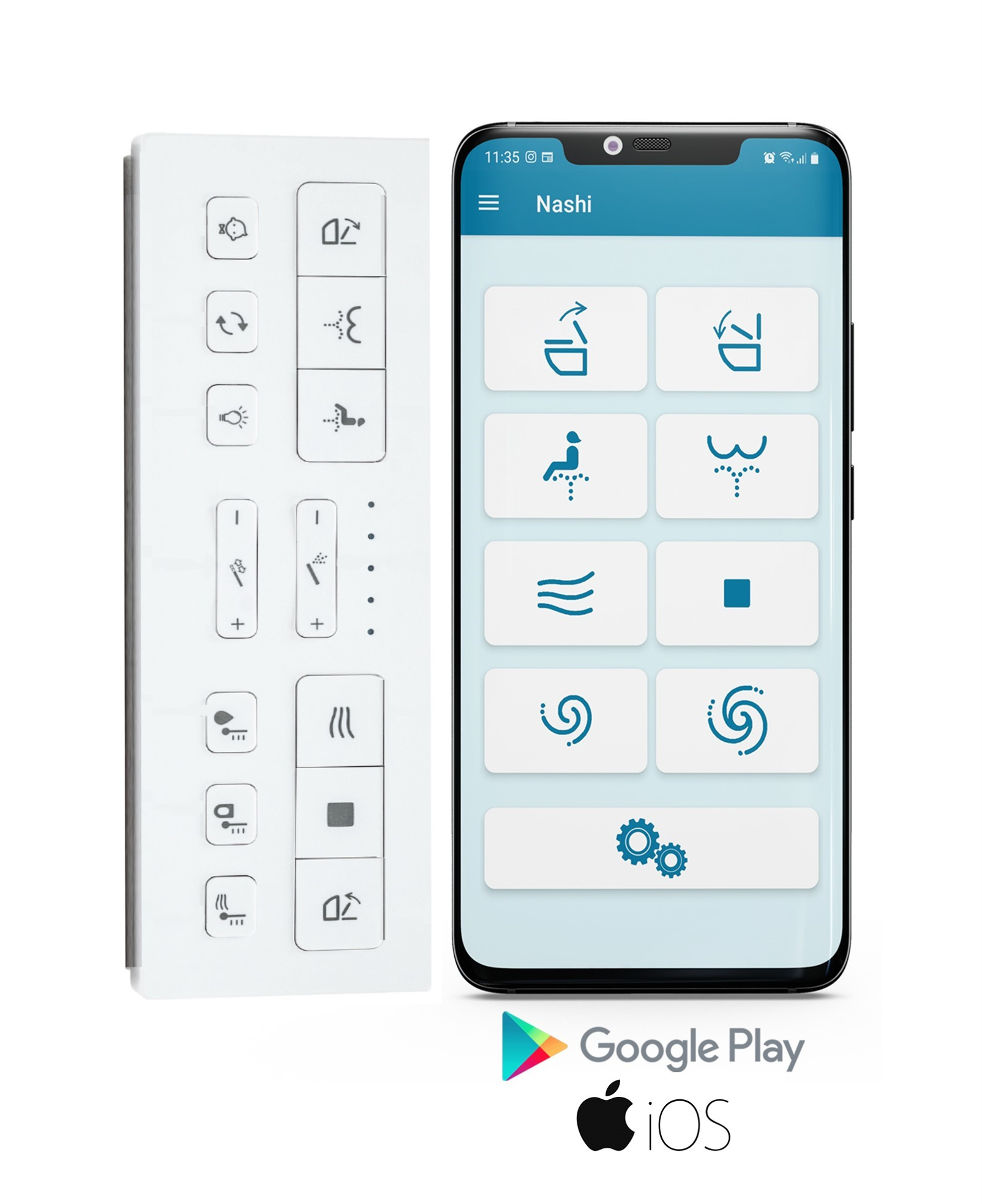 SANITA SUSPENSA JAPONESA WC SMART NASHI PACK EOS PRO, ESTRUTURA COM DEPÓSITO INTEGRADO - BOTÃO DE DESCARGA DUPLA, ABERTURA/FECHAMENTO AUTOMÁTICO, APP - 5