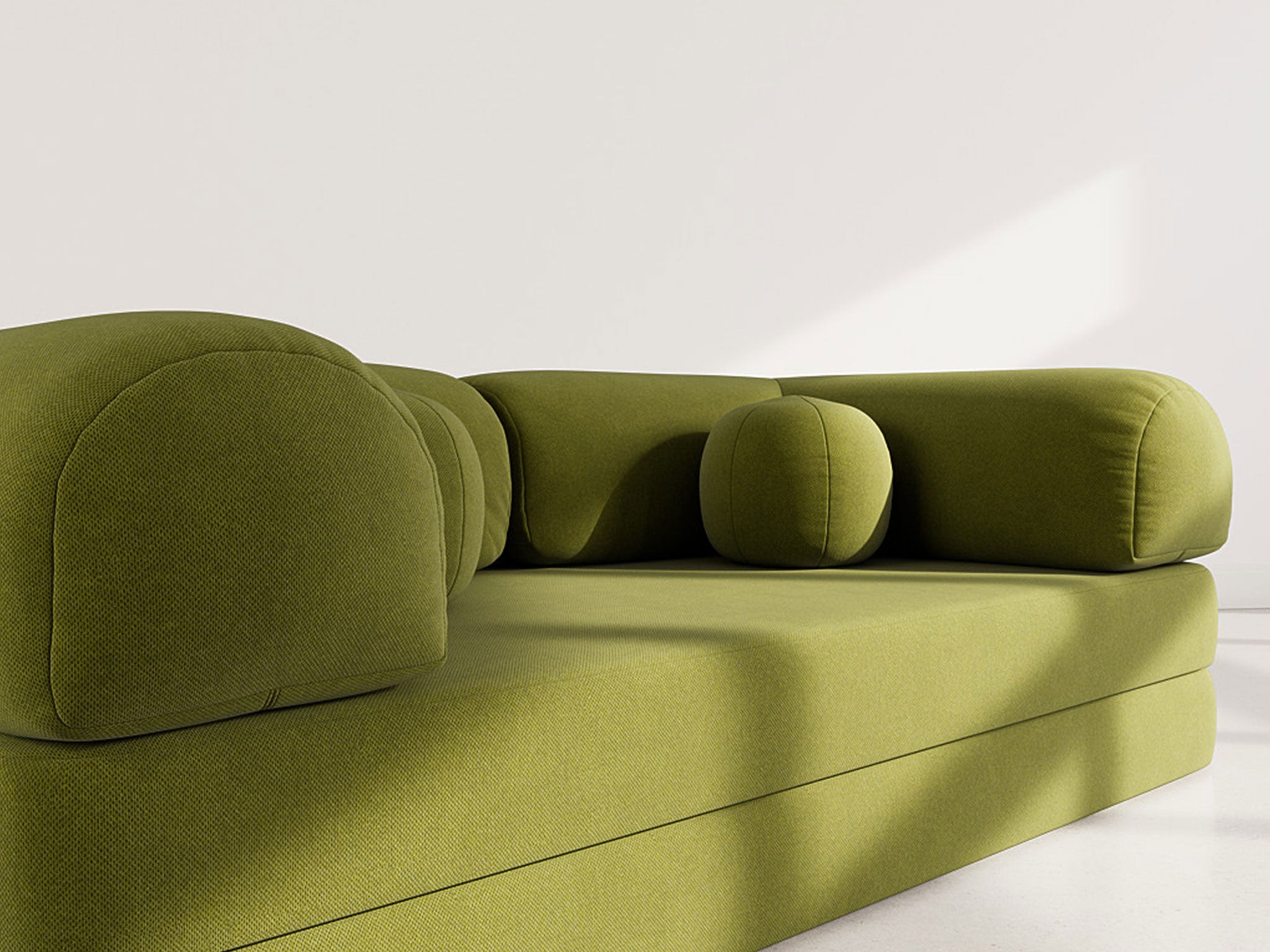 Canapé droit convertible 3 places en velours texturé vert kaki - NEBULA - Best Mobilier - 4