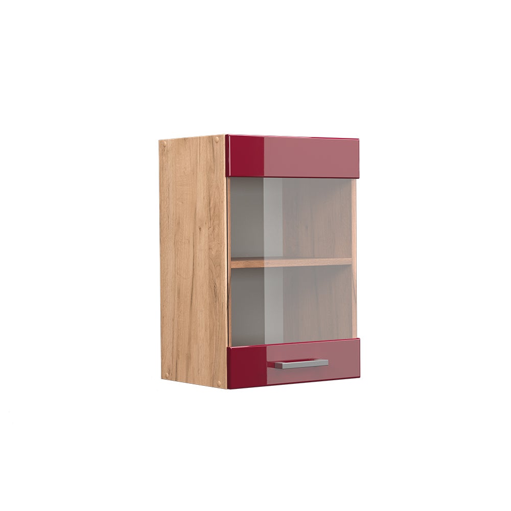 Vicco Szklana szafka kuchenna R-Line, Czerwony połysk, 40 cm