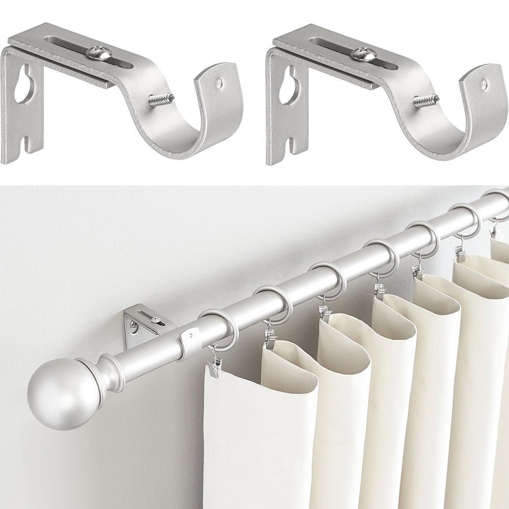 Lot De 2 Supports De Tringle à Rideaux Réglables Blancs - Longueur 88-115mm - En Fer Avec Vis Fournies