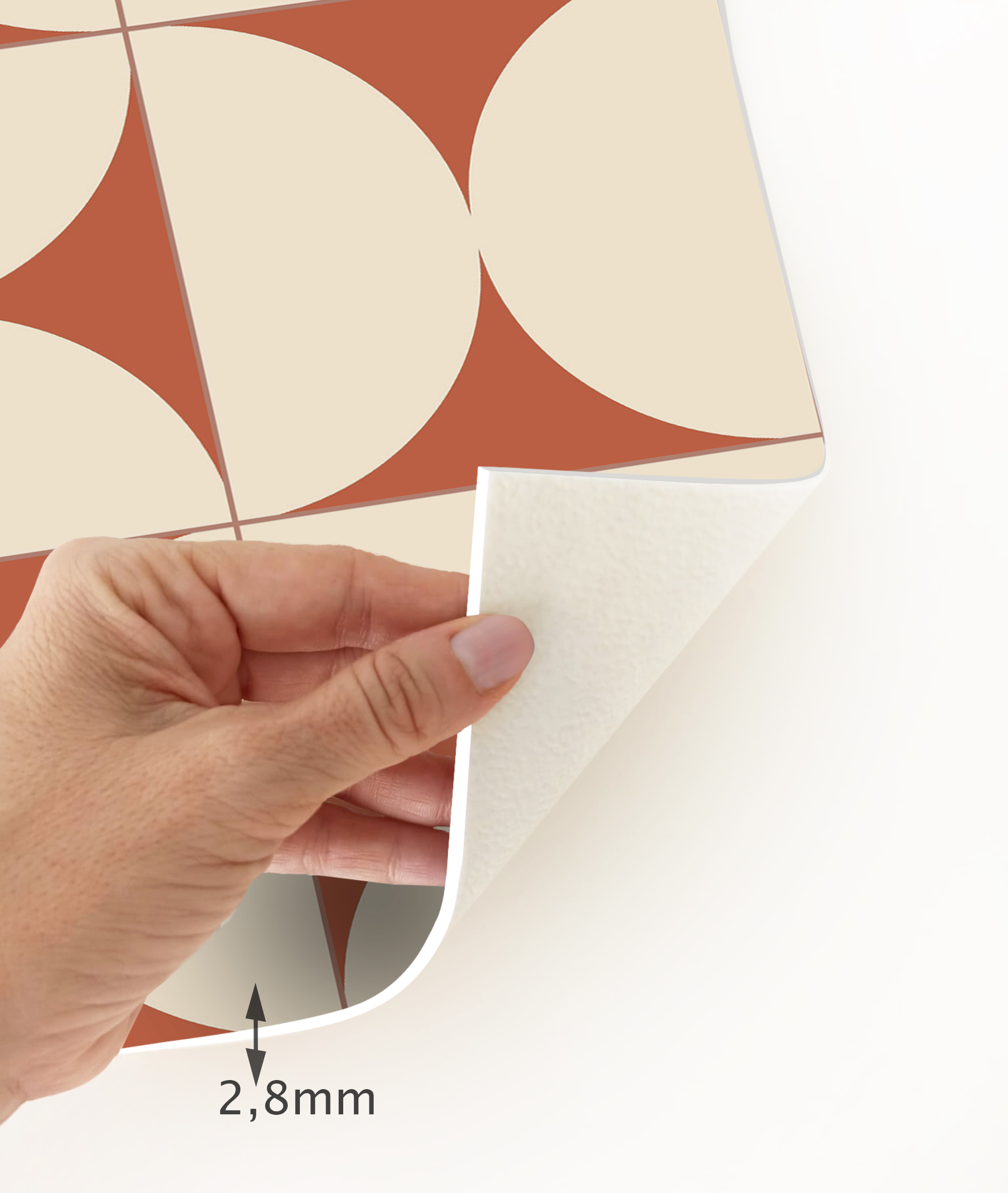 Tappeto antiscivolo in vinile Retro terracota 80x300 cm - PVC stampato, lavabile, ignifugo, per salotto e cucina - 5