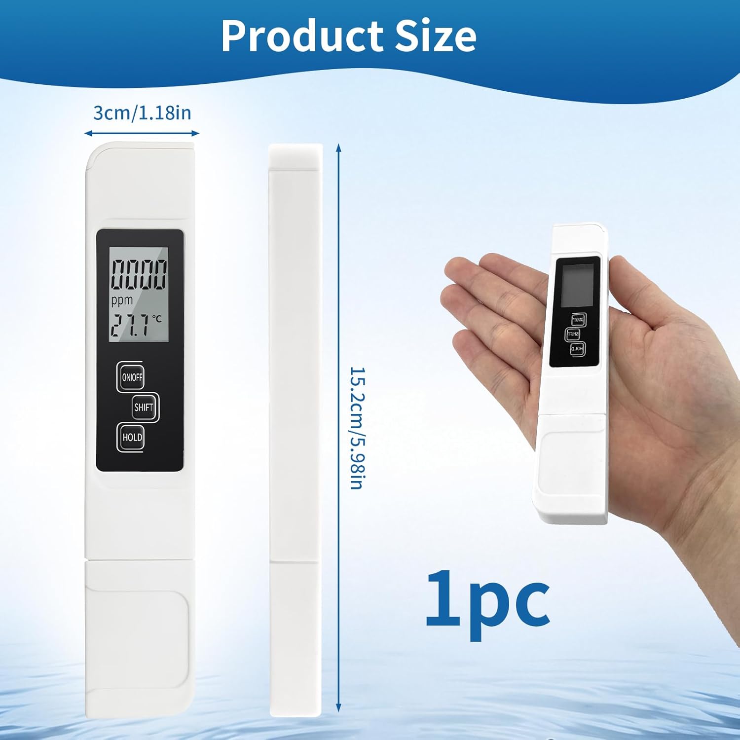 3-en-1 Mètre de Test de qualité de l'eau TDS EC Température, Portable Stylo Numérique Haute Précision avec Affichage LCD Compensation Automatique Temp - 2