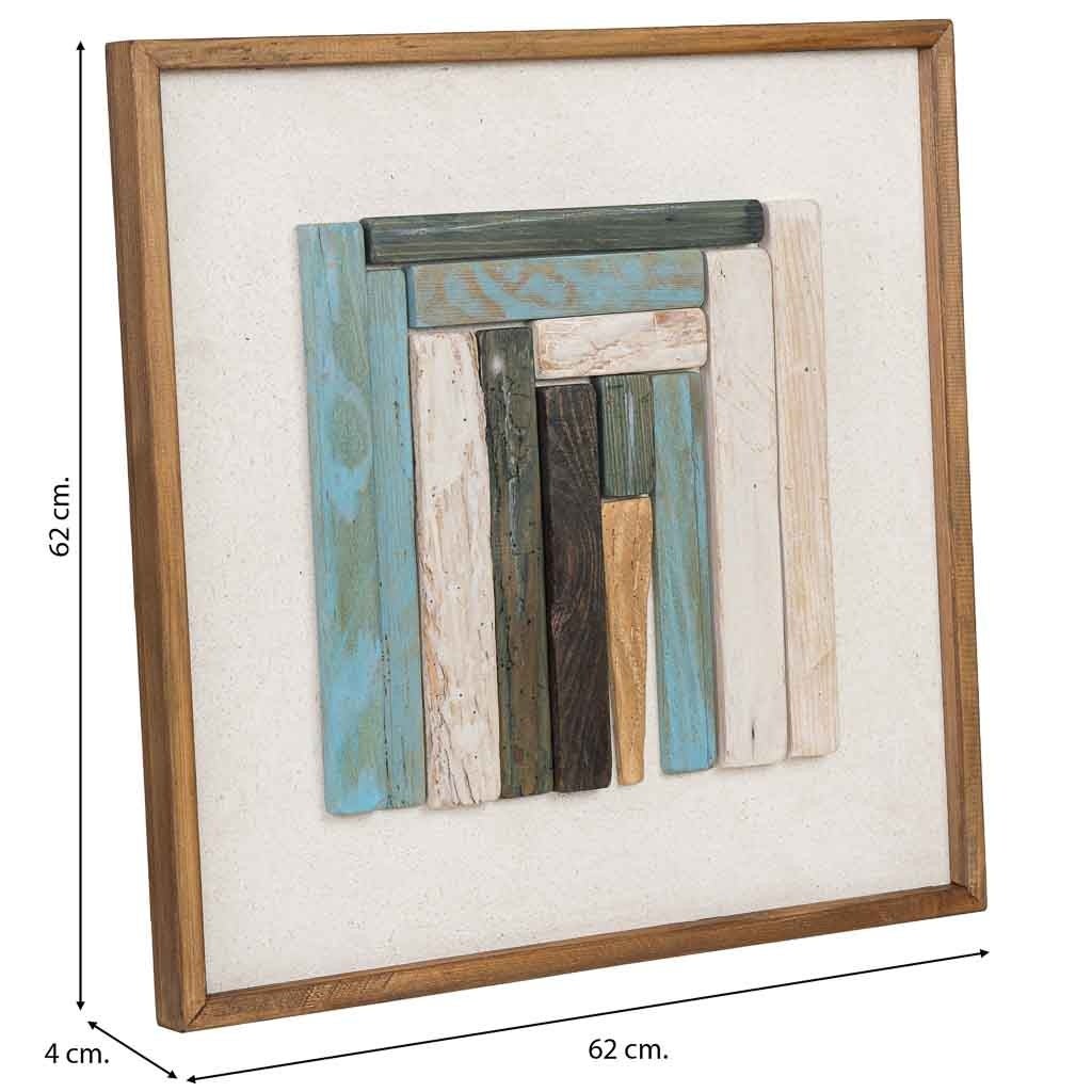 Tableau artisanal en bois recyclé en relief 62 x 4 x 62h cm | Leroy Merlin