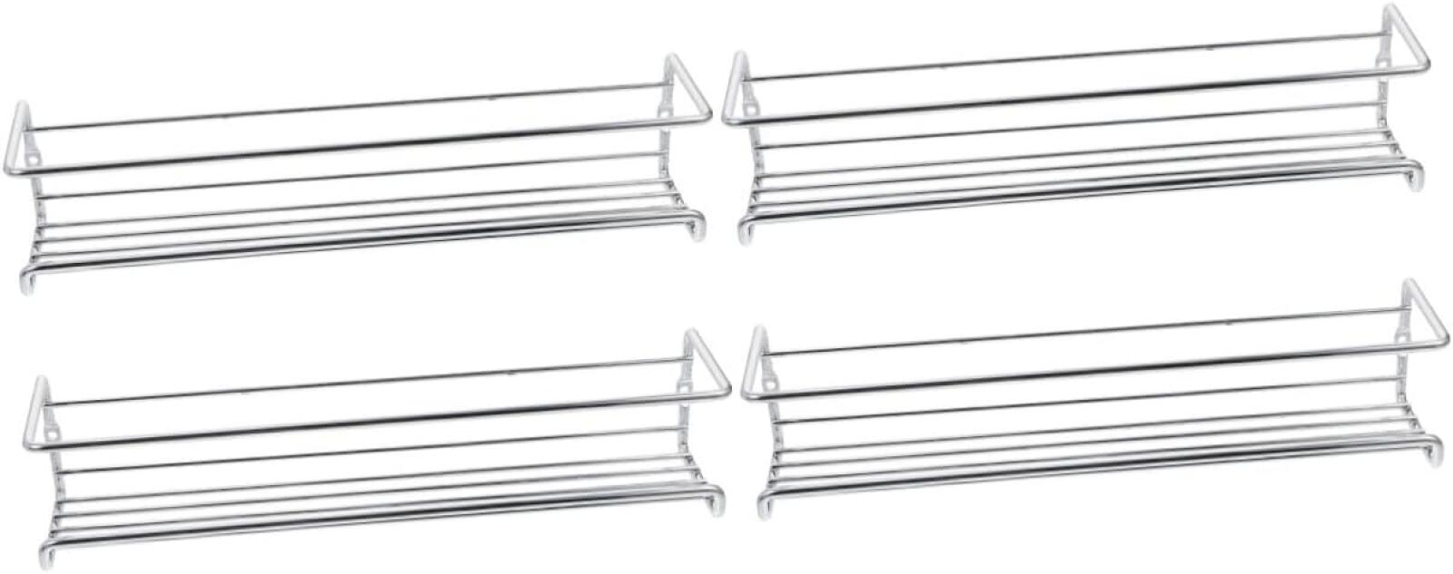 Półka na przyprawy kuchenne, bez wiercenia, srebrny drut, 29 cm × 6,5 cm × 6 cm, półka na przyprawy do słoików z przyprawami, ze śrubami i haczykami,