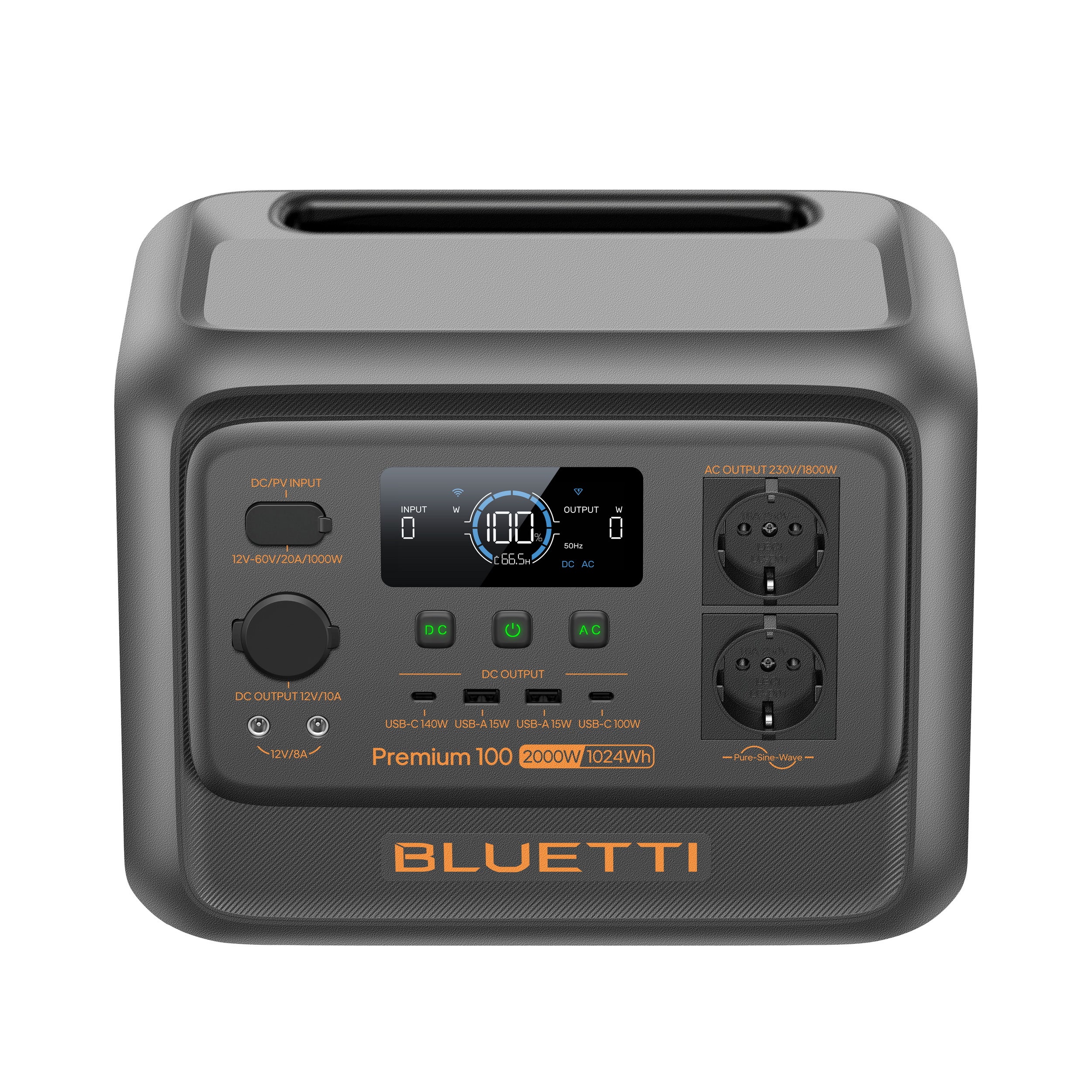 Kit BLUETTI Premium 100 V2 com Painel Solar 130W - 1024Wh, Gerador Solar 2x2000W (2700W Máx) - 4