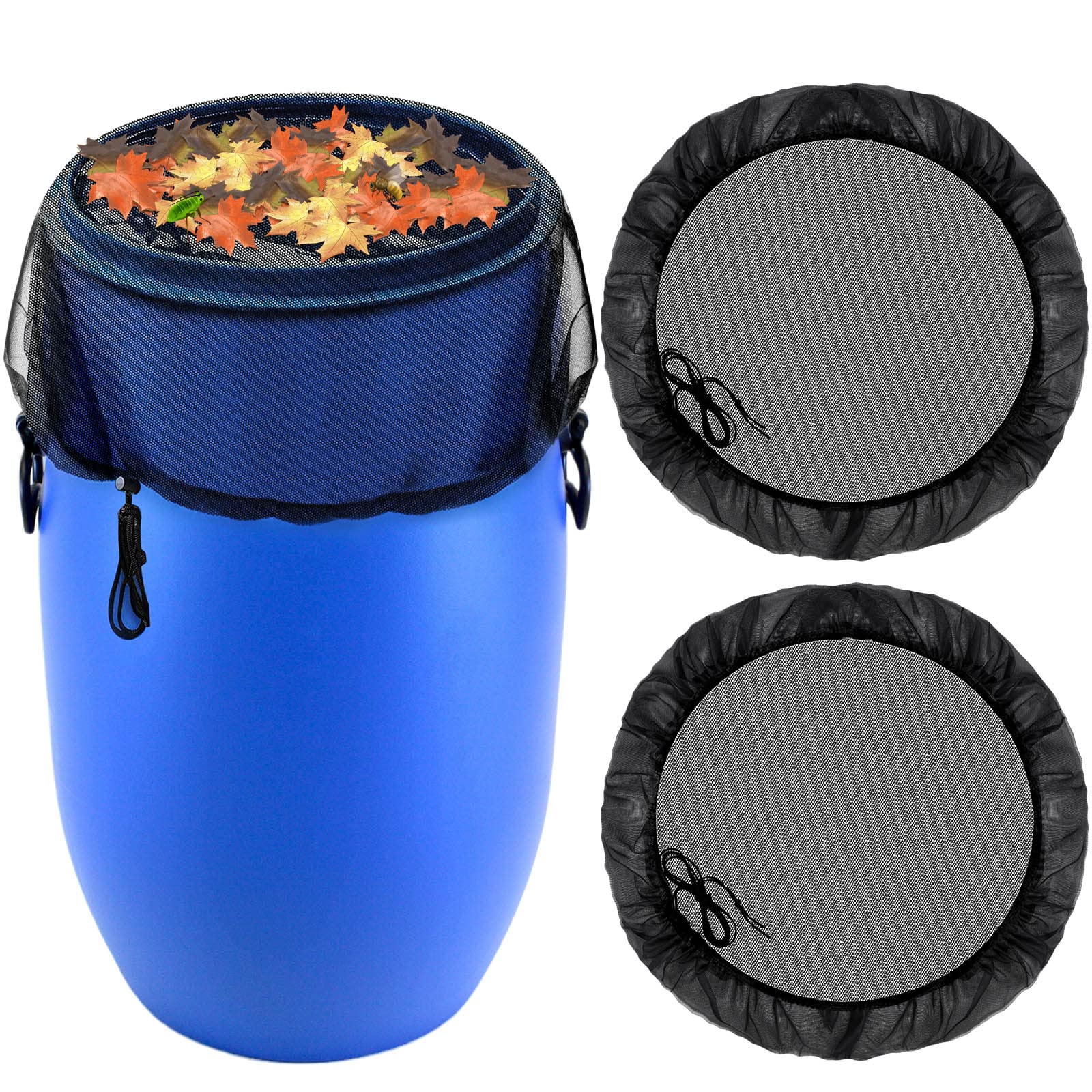 Filet De Protection Pour Récupérateur D'Eau De Pluie - 160 Cm De Diamètre - Polyester, Cordon Serrage - Anti-Feuilles Et Débris