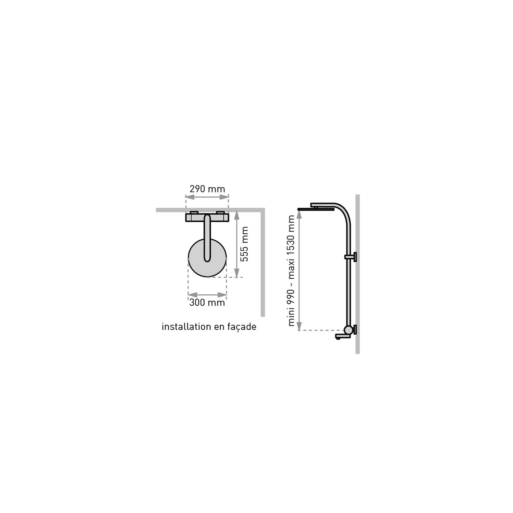 Combiné bain-douche OPIUM 300, robinetterie thermostatique, sans tablette - 3
