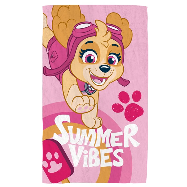 Serviette de bain et de plage imprimée 100% coton, PAT PATROUILLE GOOD VIBES