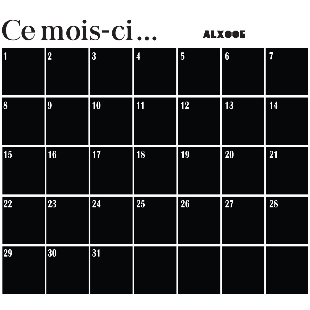 Adesivo lavagna calendario mensile - Sticker adesivo - adesivi murali - 105x115cm - 4