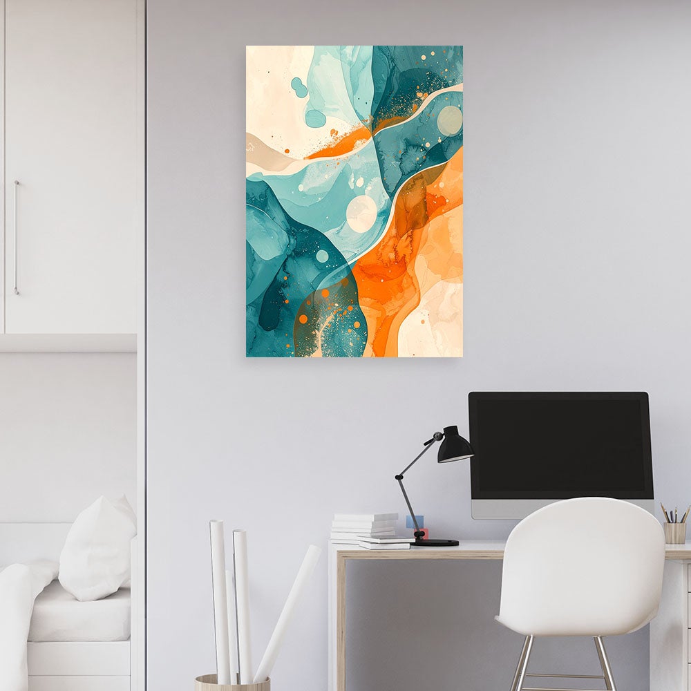 Image sur Toile, Pastel abstrait beige et turquoise 70x100 - 2