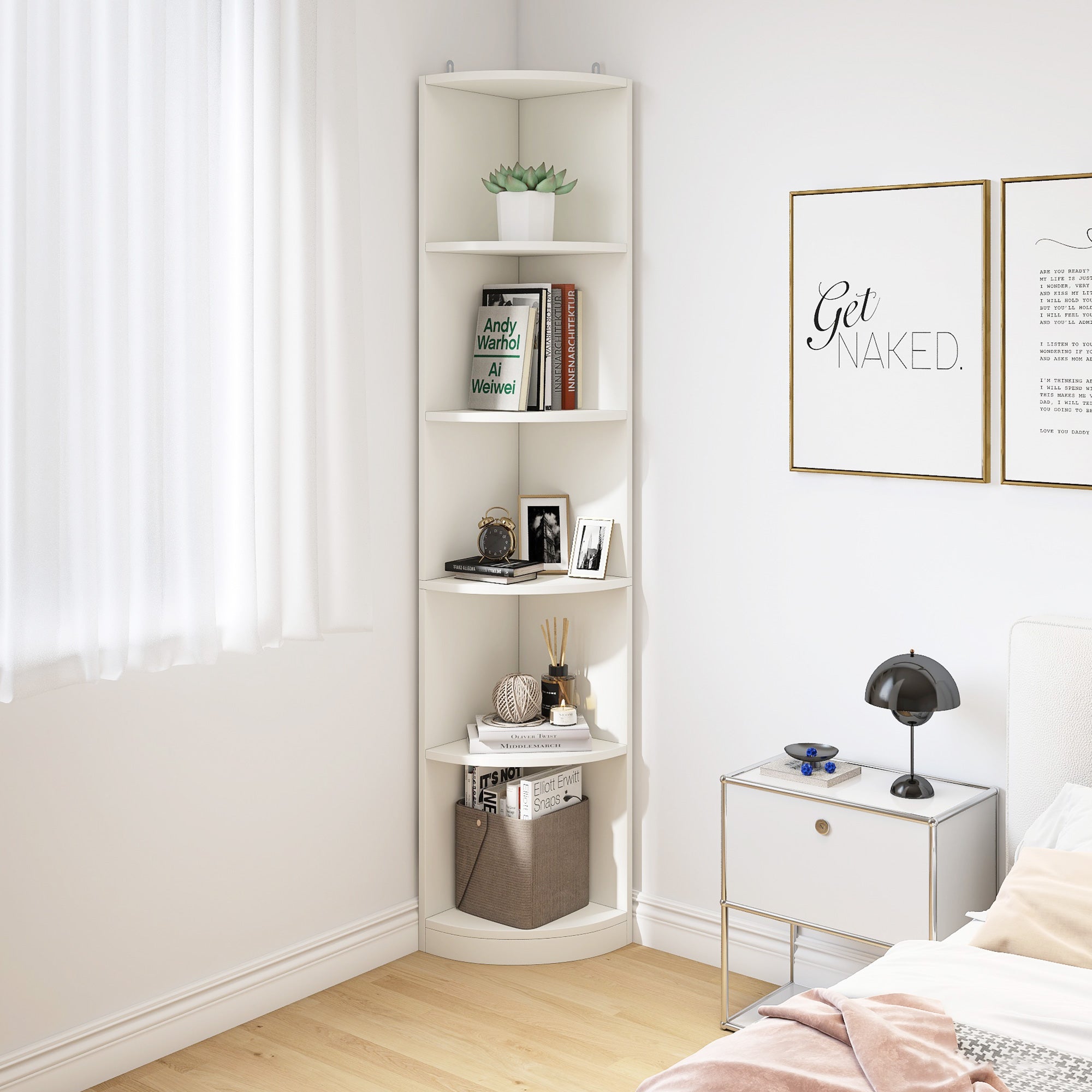 Étagère d'angle YITAHOME à 5 niveaux - Bibliothèque autoportante moderne 30x30x180 cm - Blanc - 3