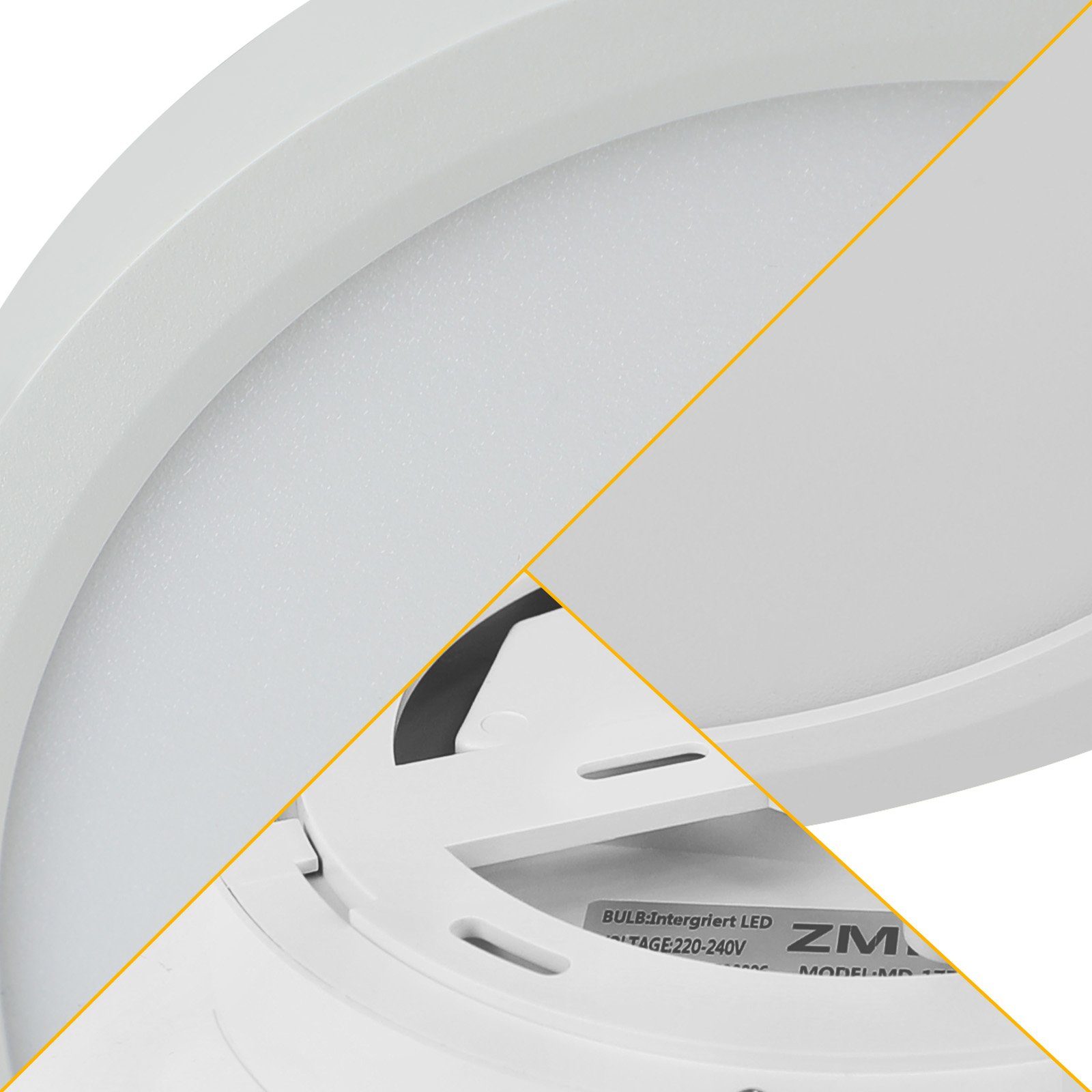 NETTLIFE Plafonnier LED Dimmable - 30x30 cm Lampe ronde plate IP44 Plafonnier étanche 20 W avec télécommande pour Salon Chambre Salle de bain - 9