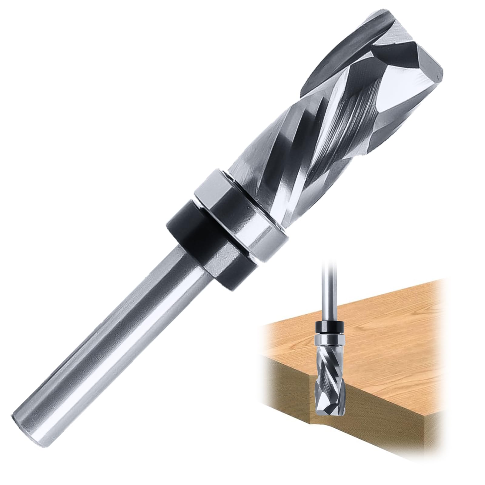 Frez Spiralny 8mm Chwyt Up-Down Cut, Podwójne Łożysko Kulkowe, Długość Cięcia 25mm, do Pracy w Drewnie DIY