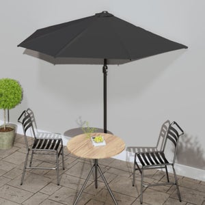 Ombrellone Da Balcone VidaXL A Mezzo Palo In Alluminio Blu 270x144x222 Cm - Con Manovella E 5 Stecche In Acciaio