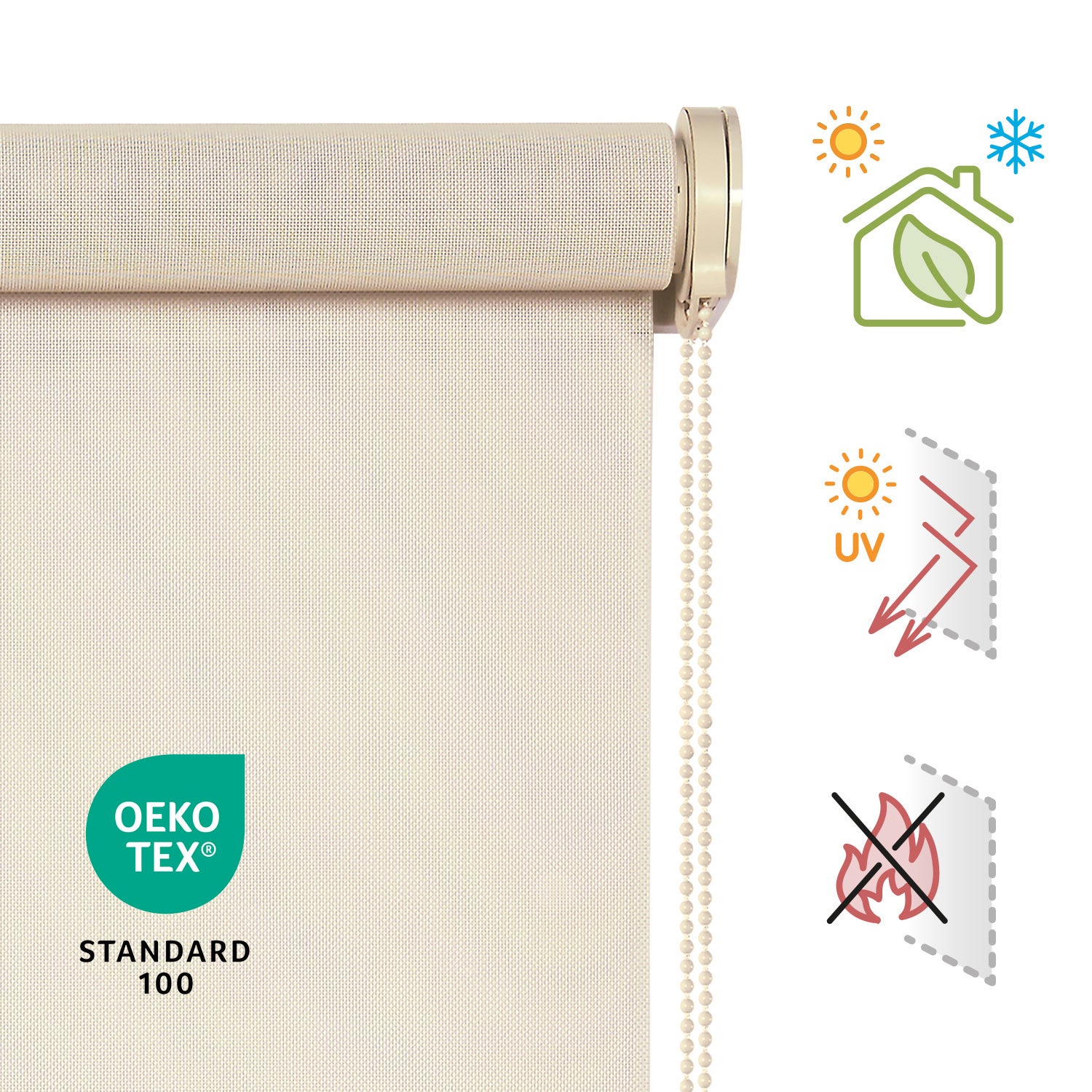 Estore rolo Screen Plus tubo 38 mm - proteção solar e térmica Bege 160x180 cm - 3