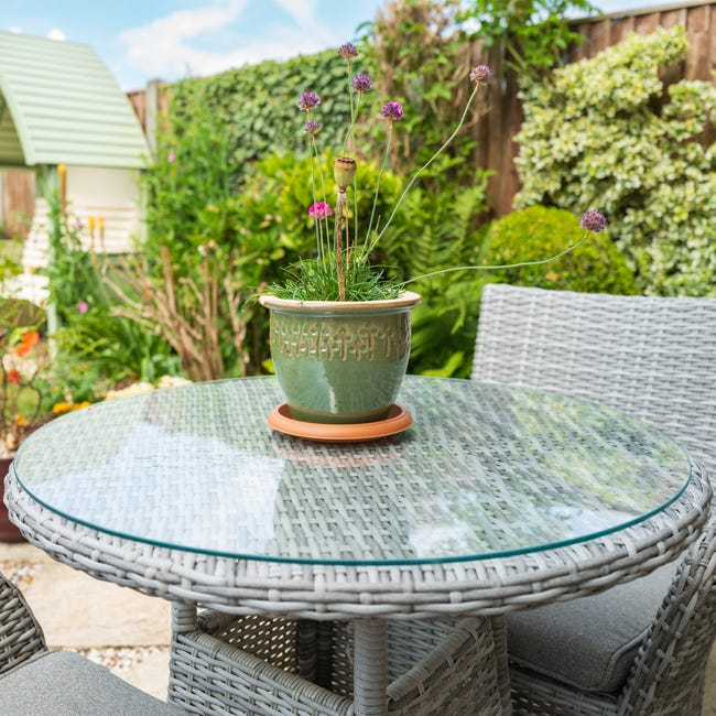 Relaxdays Piano Vetro Temperato Tavolo Rotondo da Ø 50 cm, mm