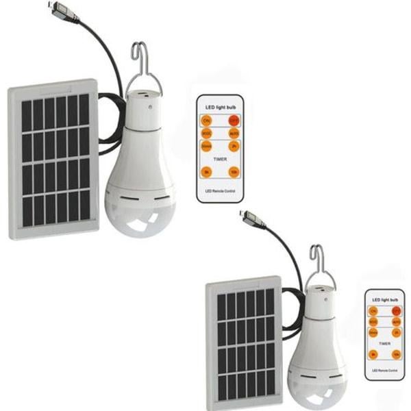 Zestaw 2 lamp solarnych LED 9 W, przenośne lampy solarne