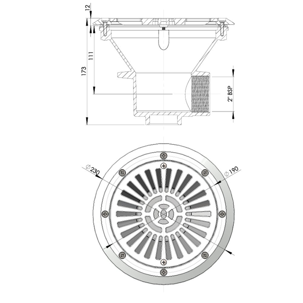 Bonde de fond Ø210 mm béton, liner - 4