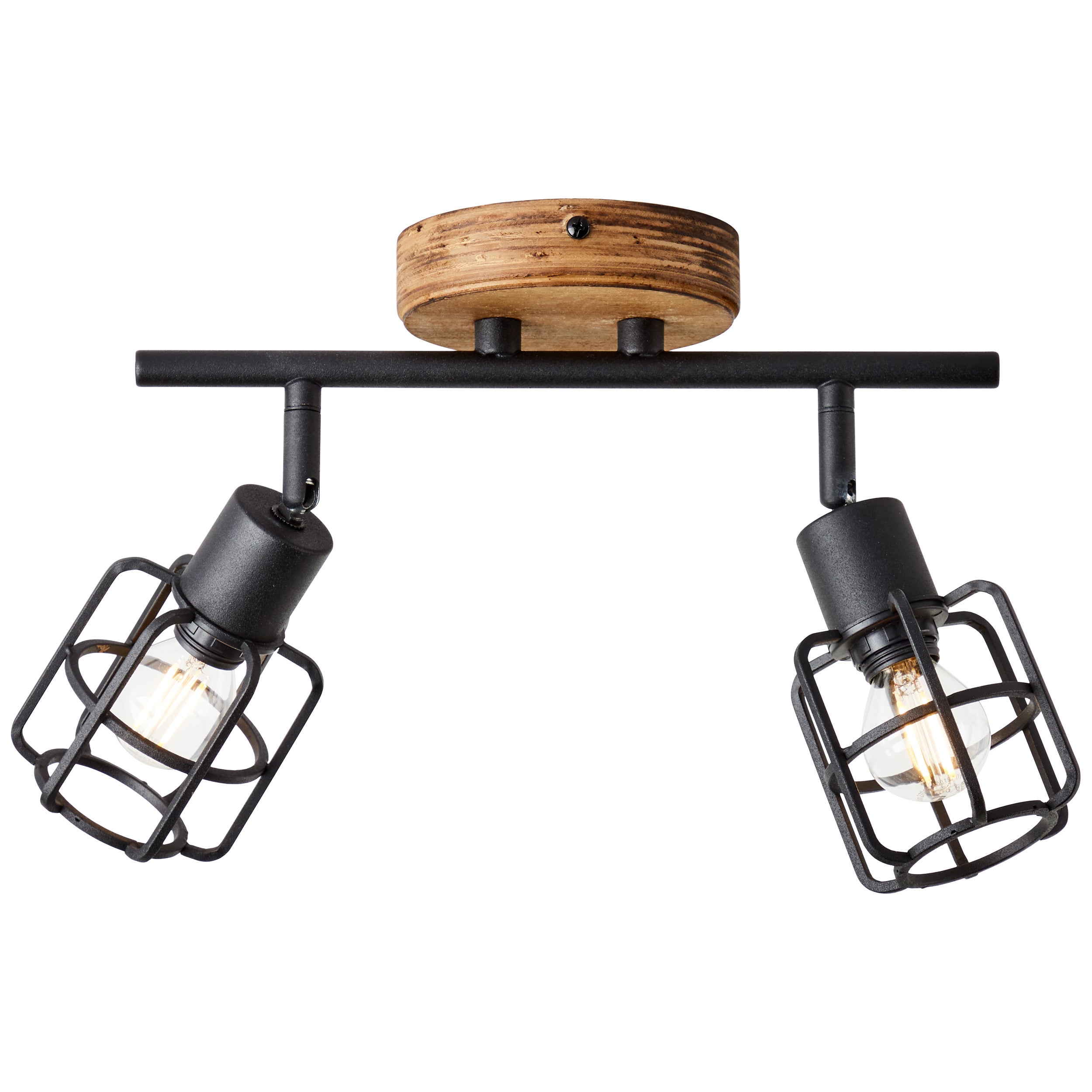 Lampa Brilliant Gwen 2-lampowa tuba spot antyczne drewno/czarny indyk czarny metal 2x D45, E14, 28 W - 4