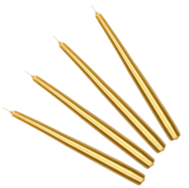 Lotto da 4 candele da tavolo per portacandele metallizzato dorato non profumate - profumo gradevole - aromaterapia - candele decorative - KOTARBAU