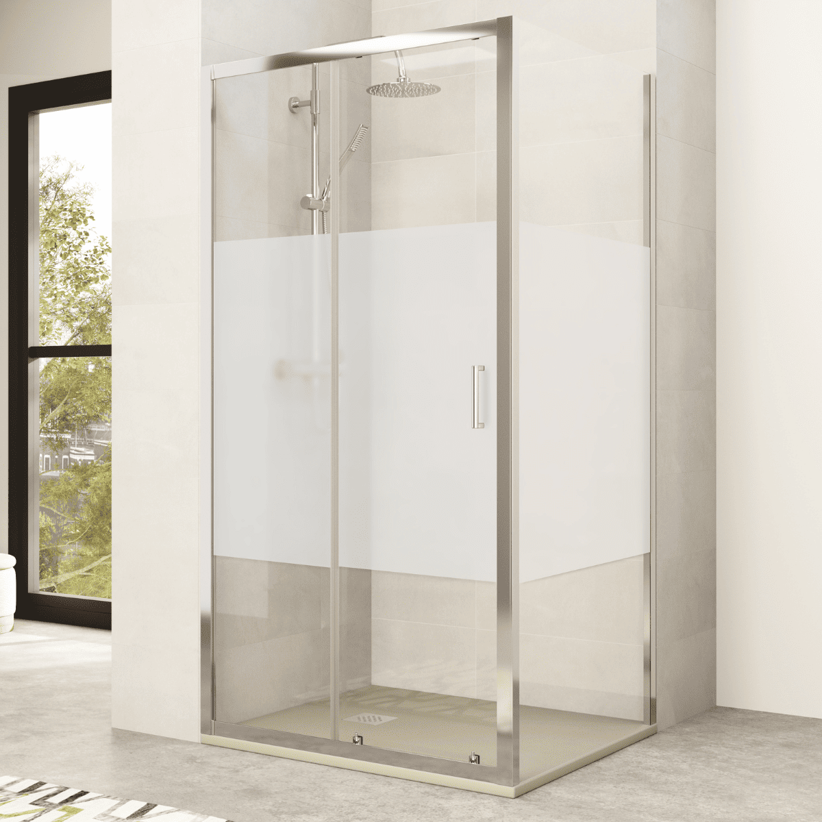 Porte De Douche Coulissante Idralite Prime - 150cm X 198cm, Verre 8mm Transparent, Gauche, Finition Noire, Anticalcaire, Neuve
