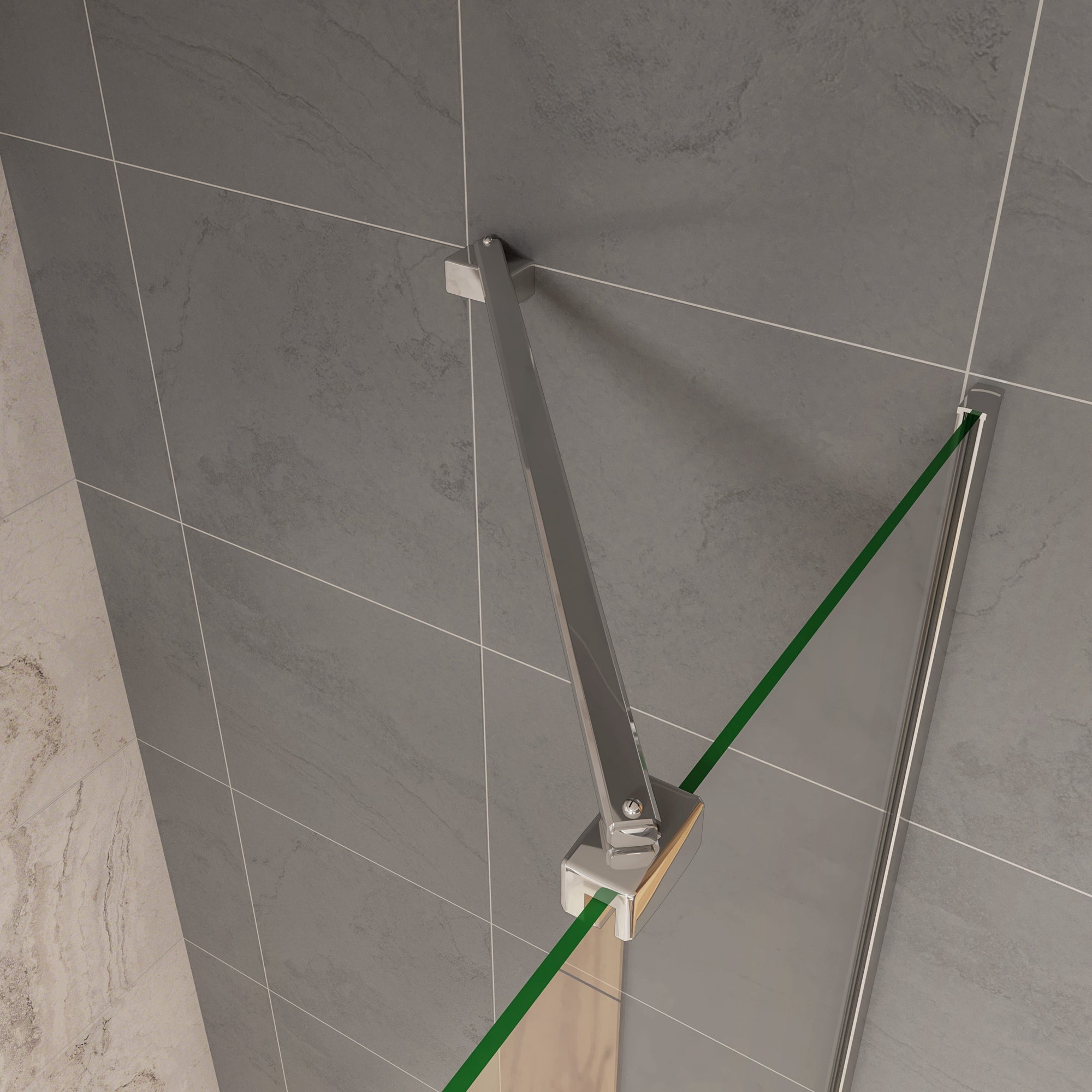 Box Doccia Angolare Alto 185 cm Porta Battente Pieghevole Parete Laterale 80x80 cm Vetro 6 mm Temperato Anticalcare con Barra Stabilizzatrice - 7