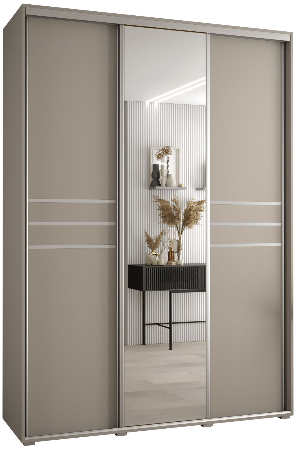 Szafa przesuwna z lustrem wysoka Dakota 11 180 x 45 x 235,2 cm kaszmir + u. Srebrny - Abiks Meble