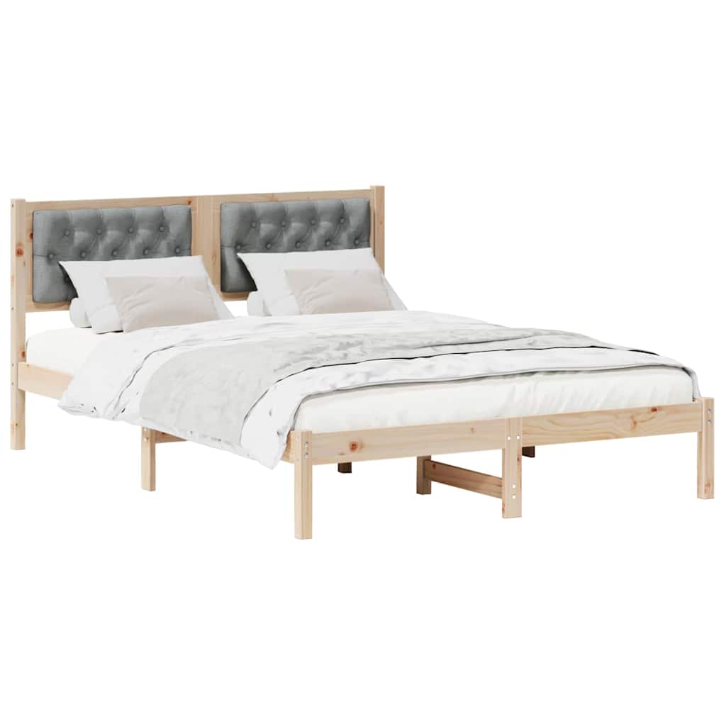 Cadre de lit gris clair 140 x 200 cm pin massif - 3