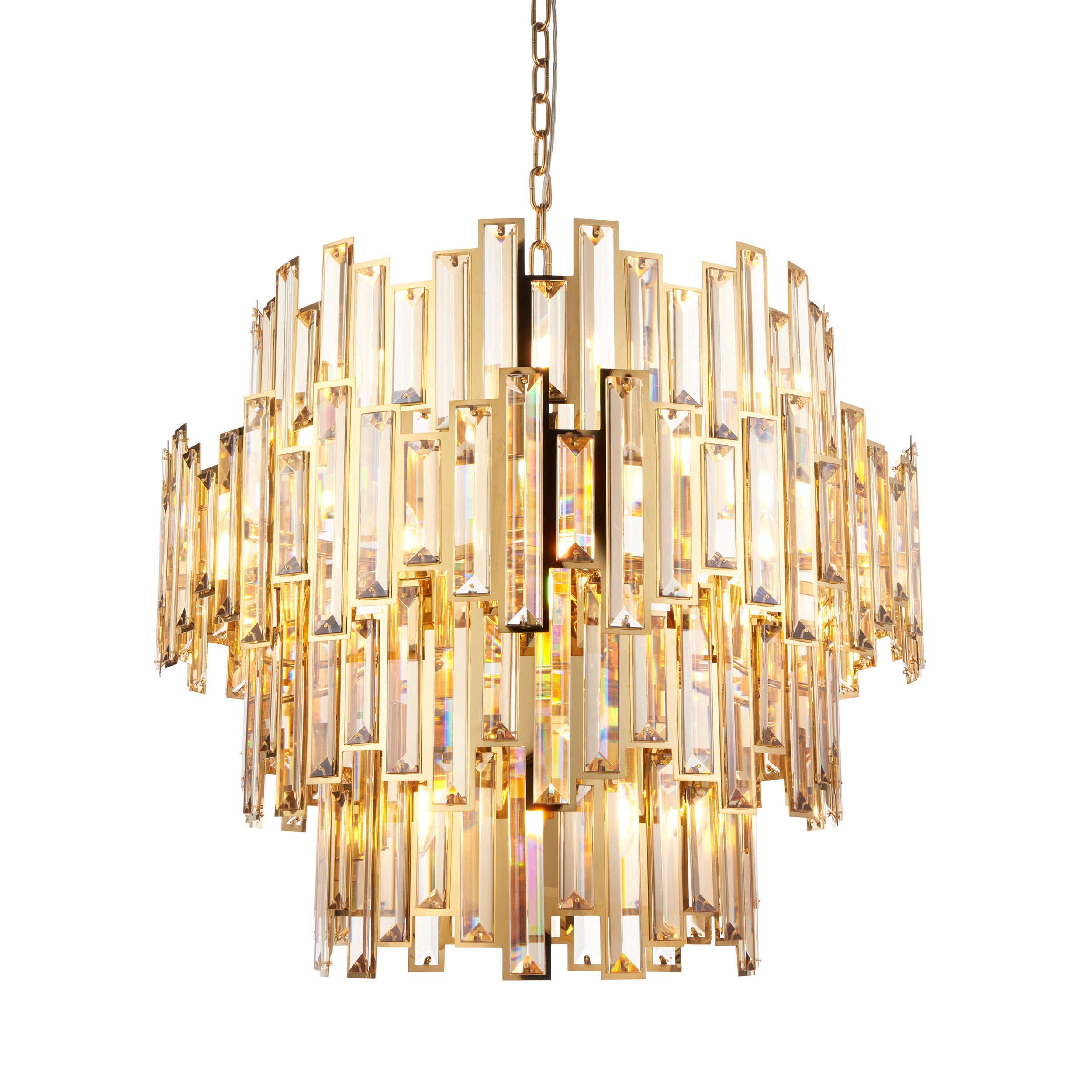 Lampa wisząca VIVIANA złota 15xE14x15W kryształ wym:210x72x72cm IP20 Endon