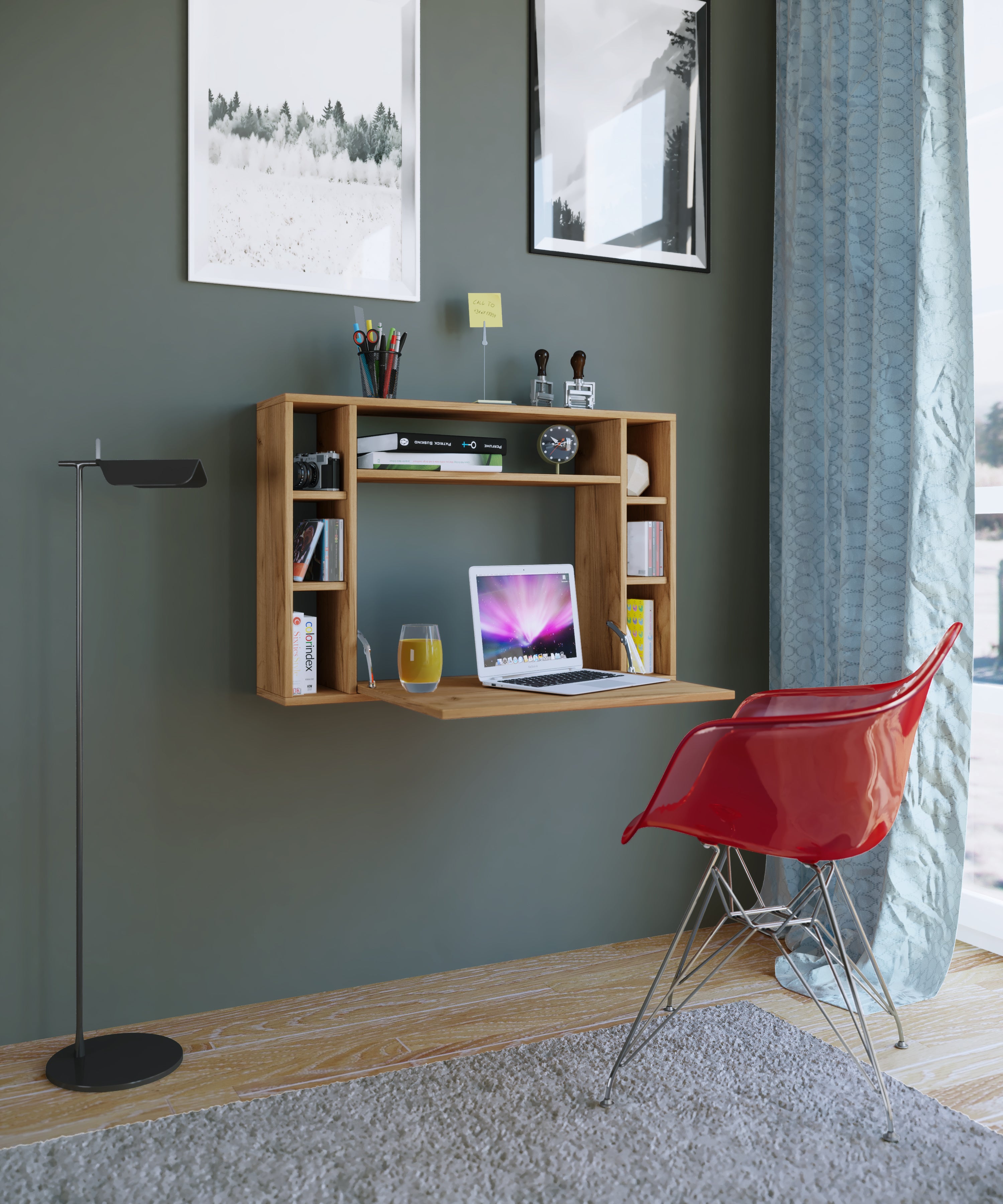VCM Bureau Wandila Chêne miel H. 60 x B. 90 x T. 20 cm - 3