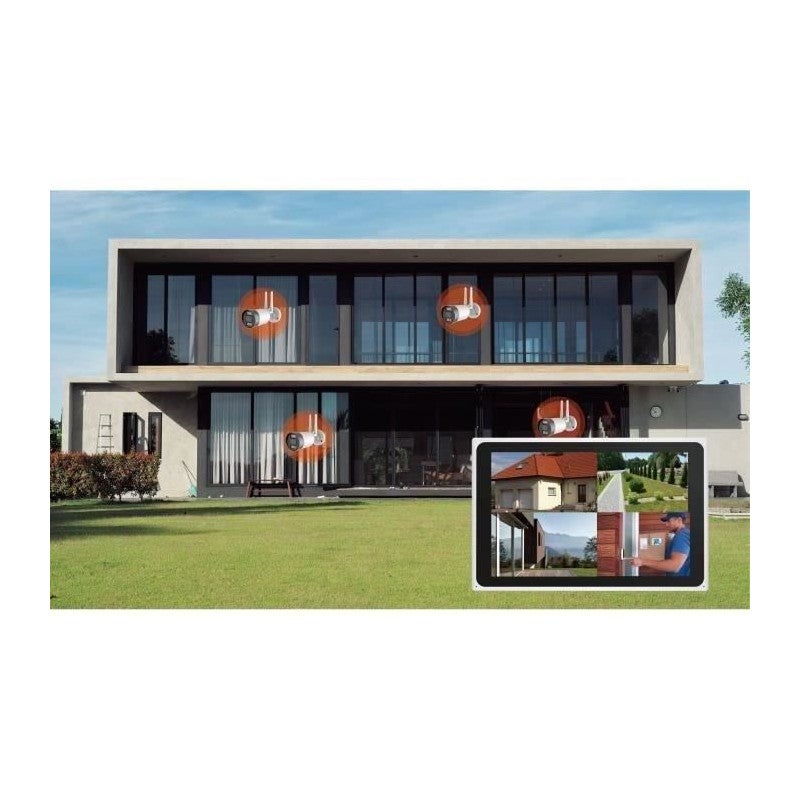 Kit 2 caméras Wi-Fi + écran NVR - LINK2HOME - 3MP, détection intelligente, écran LCD 10.1 - 4