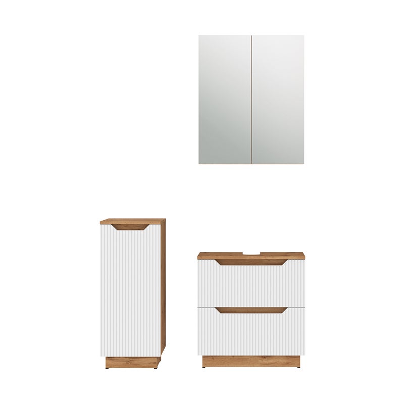 Vicco Zestaw mebli łazienkowych Lotta, Dąb/białe paski, 3 części