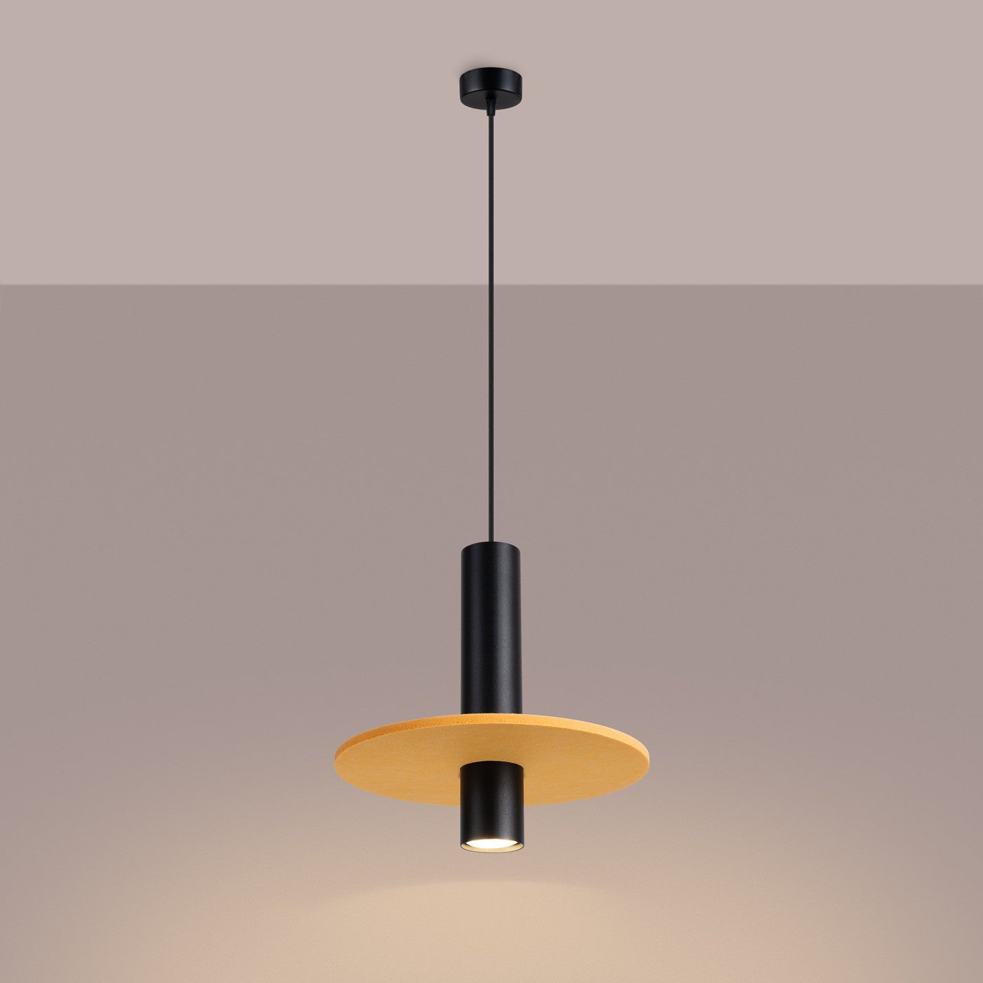 Lampa sufitowa filcowy krążek PELTA czarno-żółta 1xGU10x10W filc wym:126x30x30cm IP20 Sollux Lighting - 4
