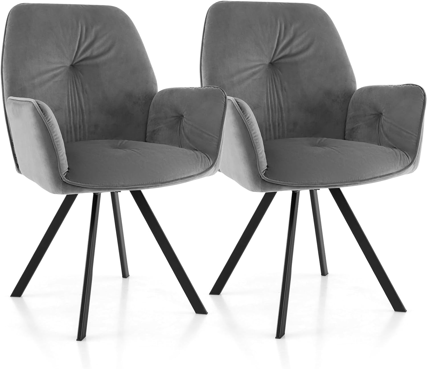 Zestaw 2 krzeseł obrotowych z aksamitu, obracane o 360°, krzesła do jadalni z metalowymi nogami, do 150 kg,do jadalni, sypialni, gabinetu, 63 x