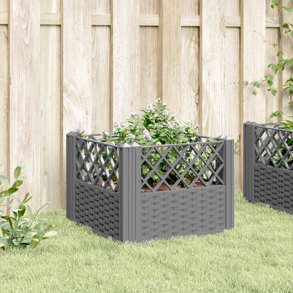 Jardinière de jardin | Pot de Fleurs avec piquets gris clair 43,5x43,5x43,5 cm PP CFW87033 - 3