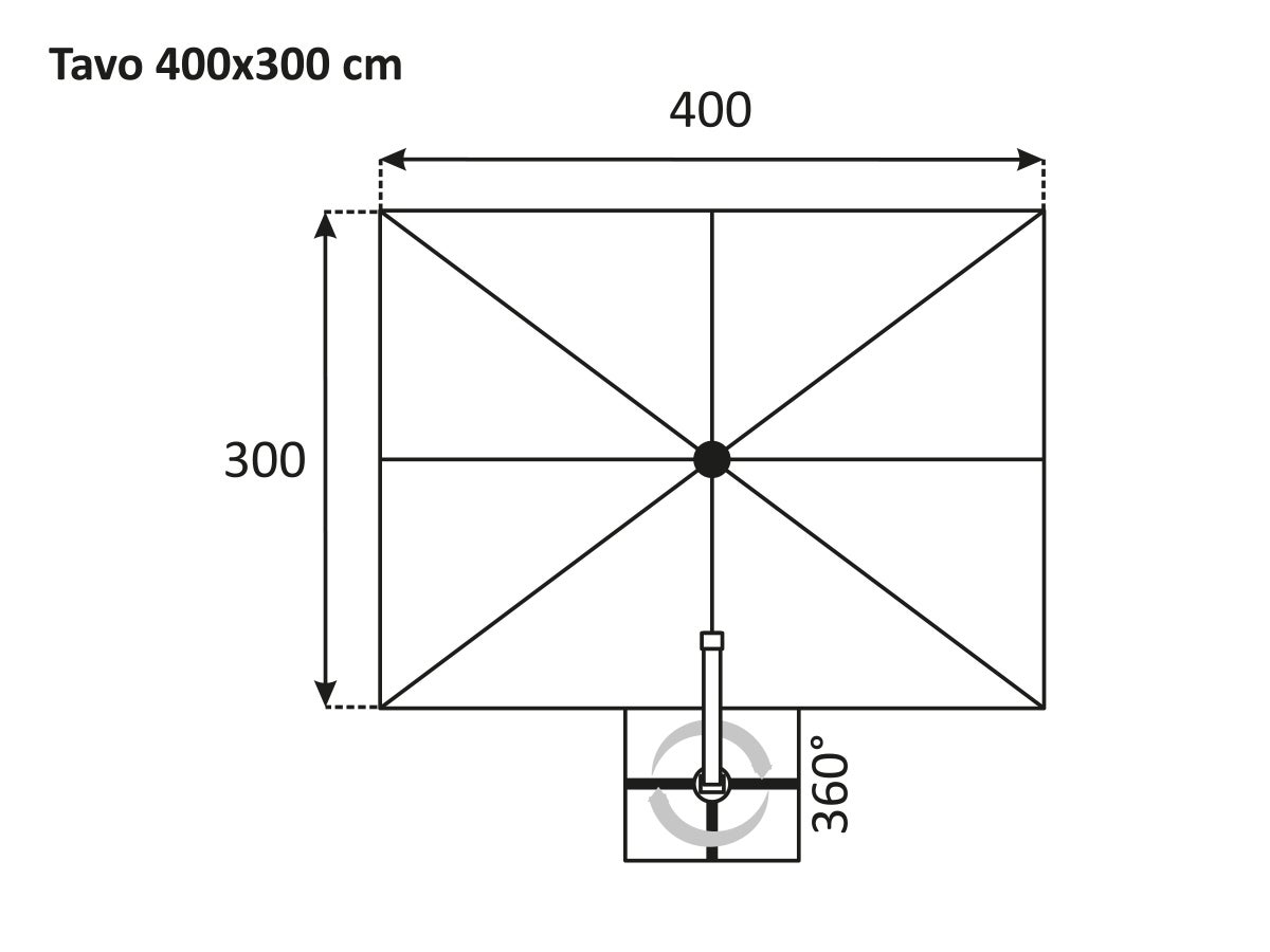 Parasol déporté Schneider Tavo anthracite, 400 x 300 cm – rotatif 360°, inclinable, avec housse et support pour dalles - 2