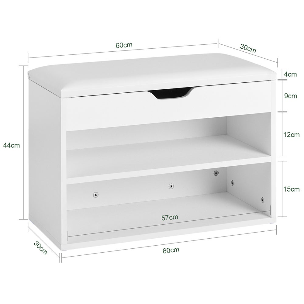 SoBuy Banc à chaussures avec Coussin , 2 étages, Blanc, FSR25-W - 3