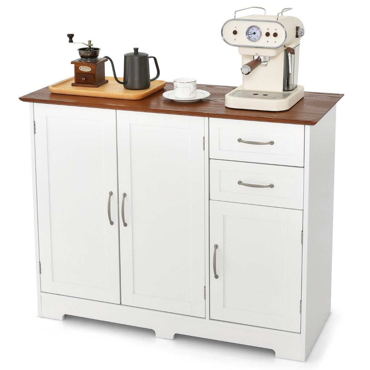 Costway – Buffet de cuisine en bois 106 x 40 x 80 cm – 3 tiroirs et 2 Costway – Buffet de cuisine en bois 106 x 40 x 80 cm – 3 tiroirs et 2