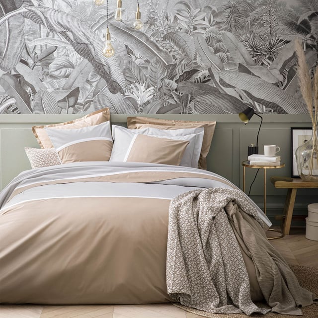 Housse de couette unie en percale de coton, Toi et moi clair d'aurore, Made in France