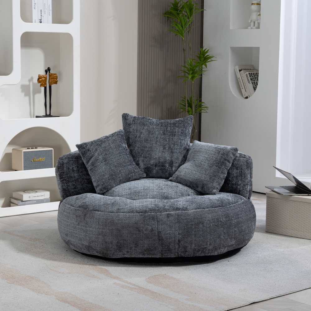 Sofa Chenille Lazy z wysokim oparciem i trzema poduszkami – wytrzymały fotel dla dorosłych i dzieci, do użytku wewnątrz i na zewnątrz