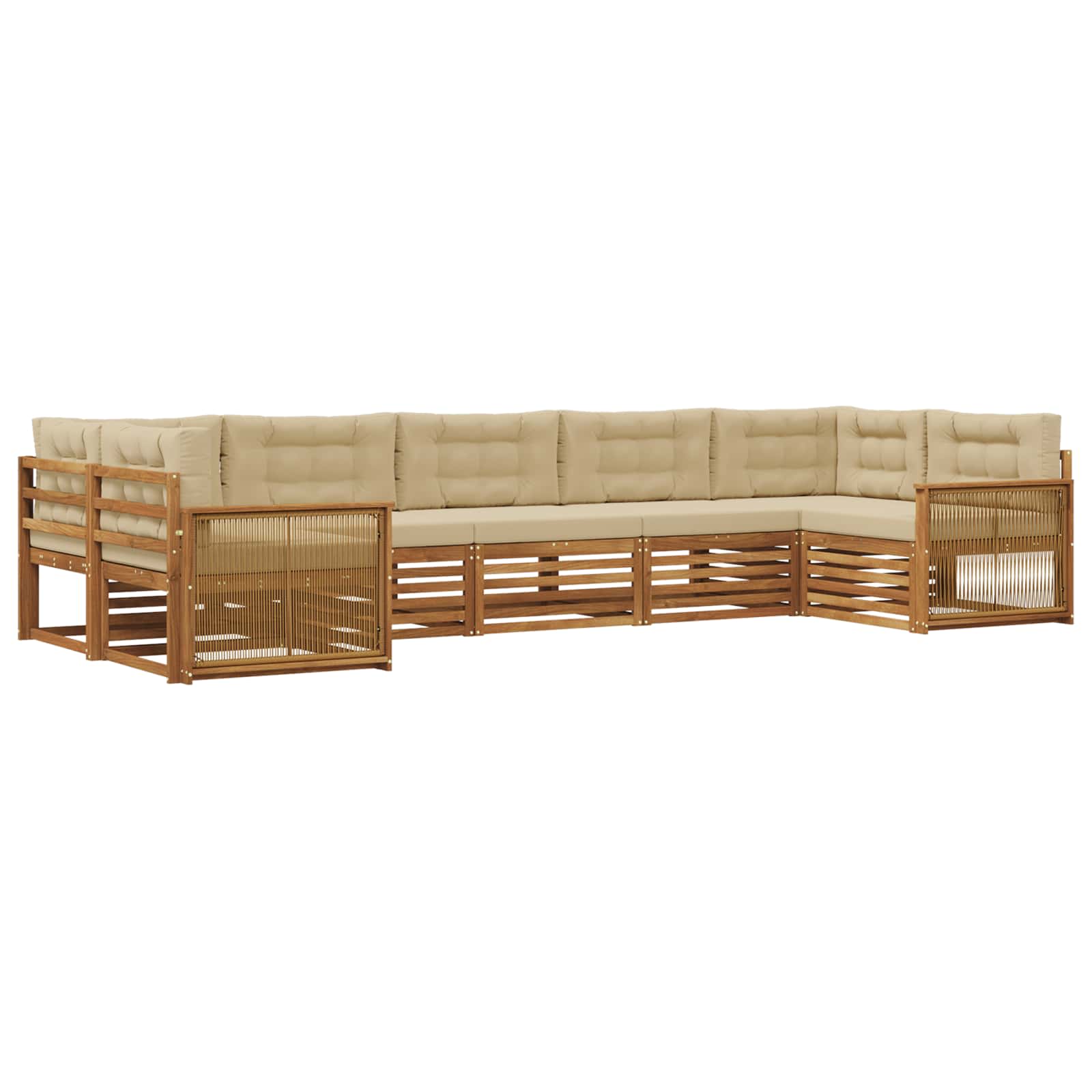 Ensemble de canapés d'extérieur, 7 pièces, naturel et beige, pour la terrasse - 2