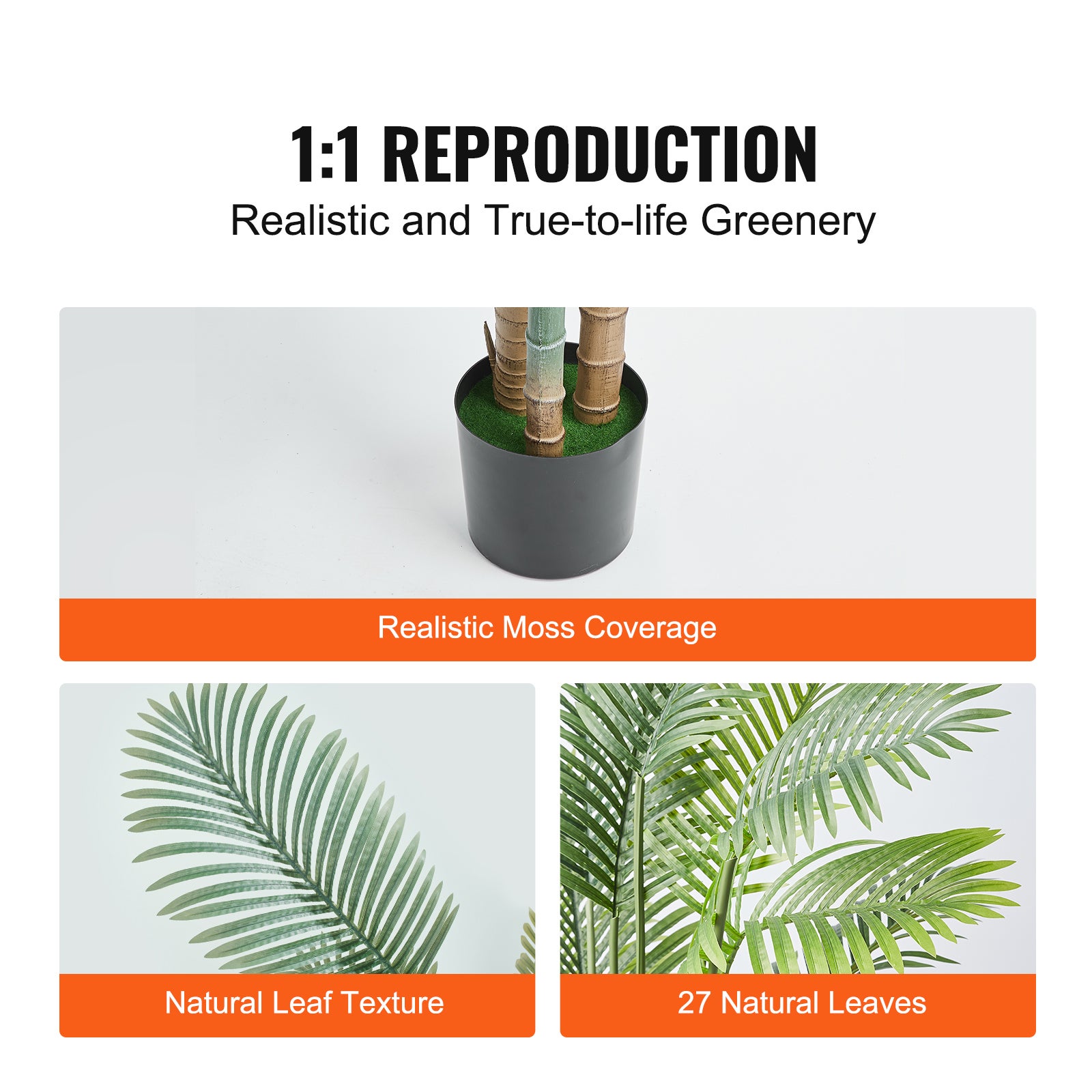 Palmera Artificial Caña Dorada 2m,SucceBuy Planta Falsa,Material PE,Decoración Realista de Bajo Mantenimiento para el Hogar,Oficina - 6