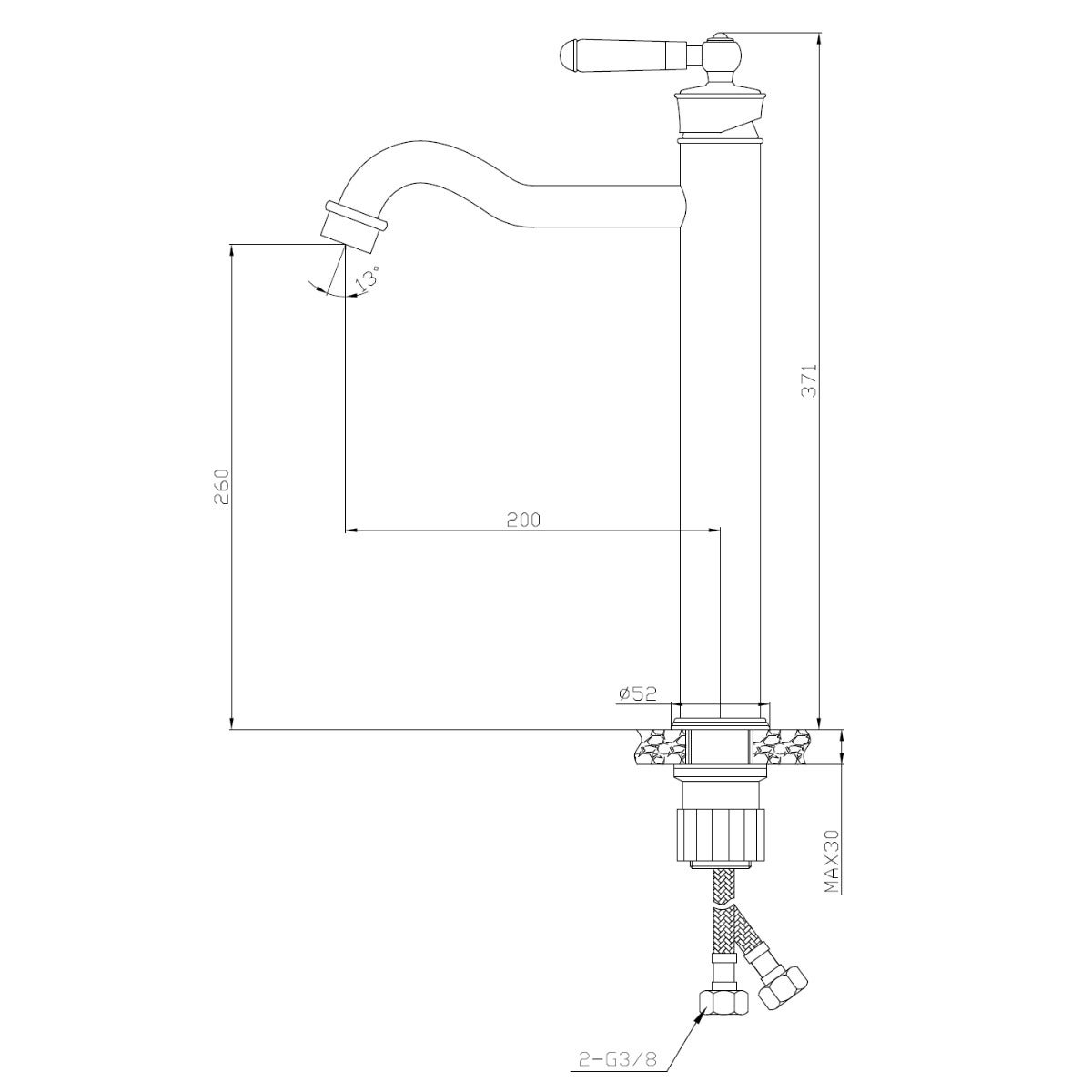 Leeds mitigeur lavabo rétro haut cuivre brossé - 3