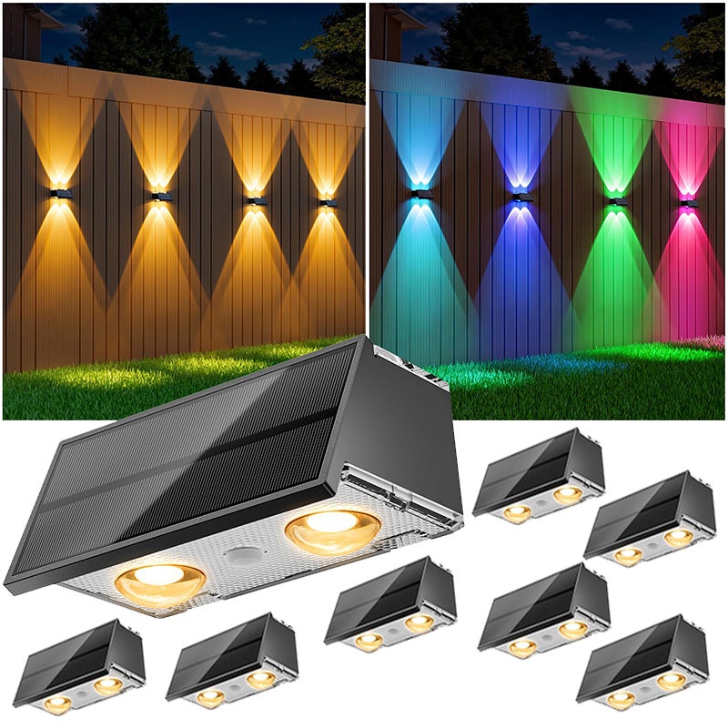 2 Pezzi Lampade Solari Da Esterno Con 6 LED, Luce Calda, IP65, Pannello Regolabile Per Giardino, Balcone E Terrazza